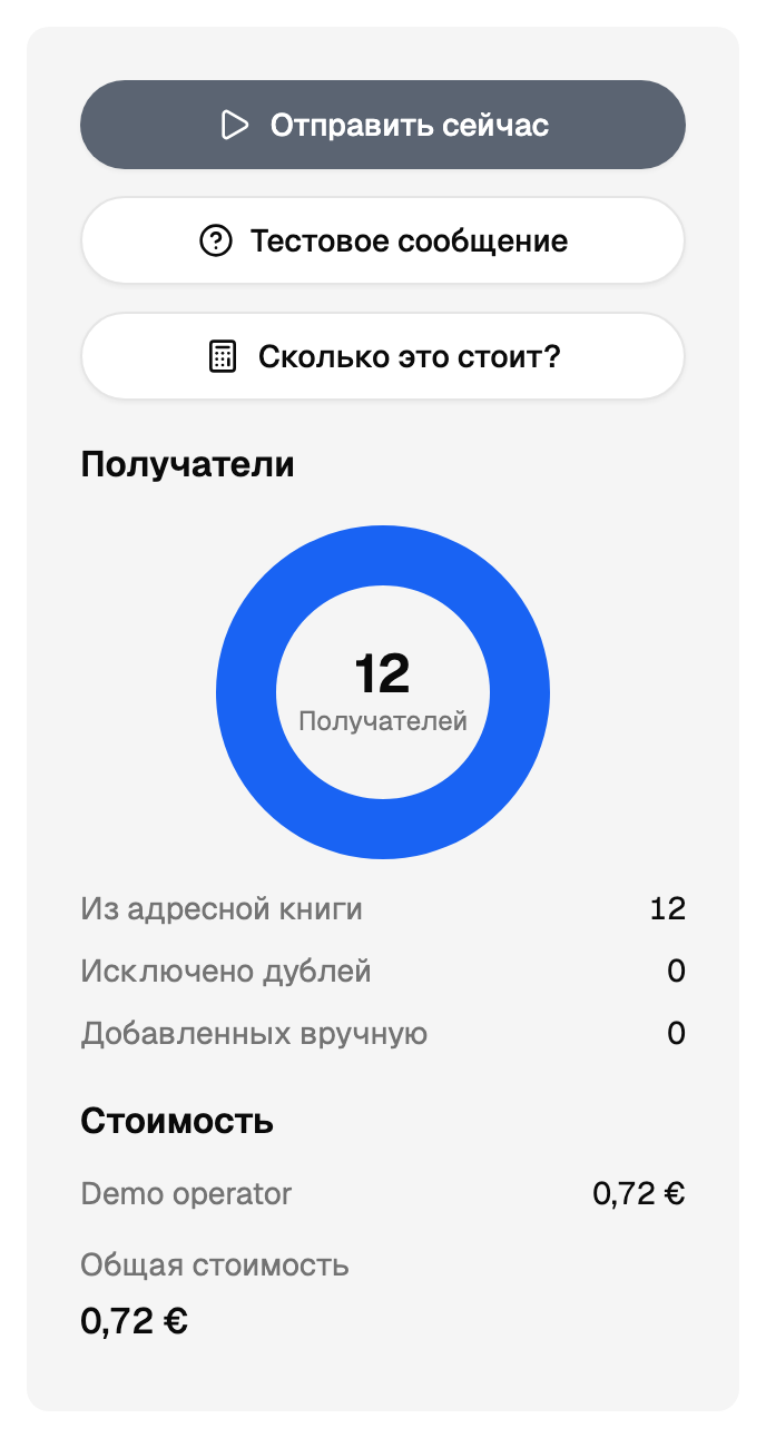 Получатели и стоимость