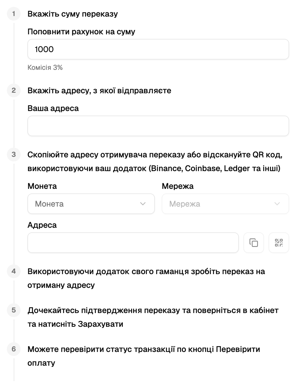 Кроки оплати криптовалютою